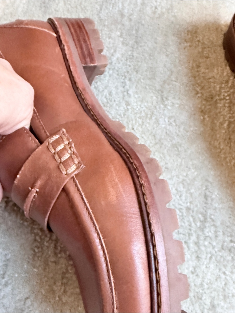 Madewell Tan Leather Lug-Soled Penny Loafers Size 7 - Picture 7 of 9